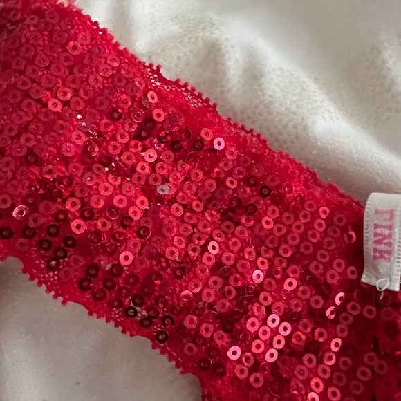 Victoria's Secret PINK BLING Sequin red Thong size small *please read* - Picture 4 of 8